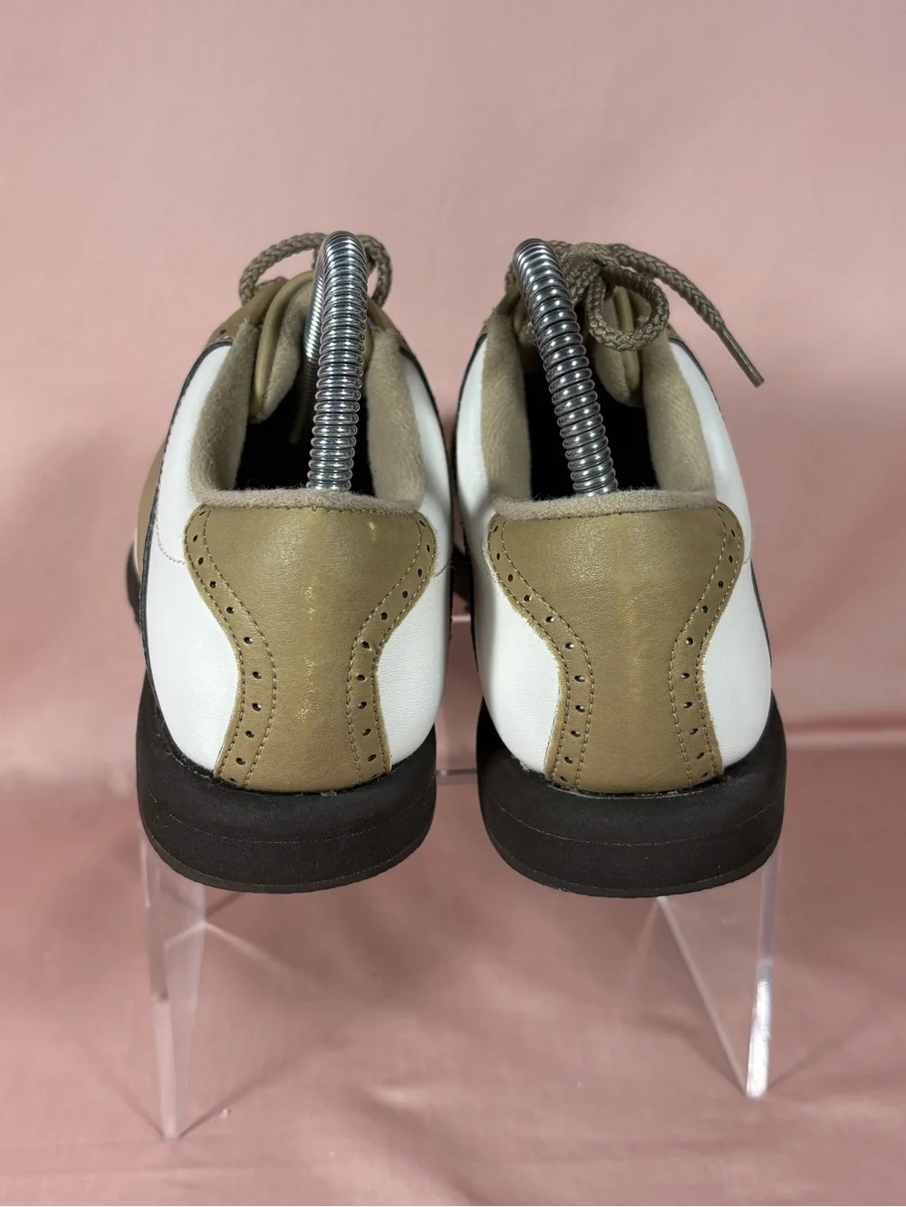 FootJoy GreenJoys Women's White/Tan Saddle Golf Shoes Size 7M